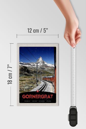 Panneau en bois voyage 12x18 cm Gornergrat Suisse montagnes chemin de fer à neige 4