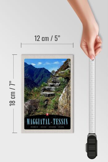 Panneau en bois voyage 12x18 cm Maggiatal-Tessin Suisse chemin montagnes 4