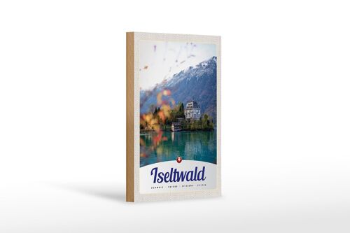 Holzschild Reise 12x18 cm Iseltwald Schweiz Europa See Natur