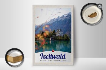 Panneau en bois voyage 12x18 cm Iseltwald Suisse Europe Lac Nature 2
