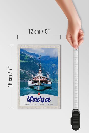 Panneau en bois voyage 12x18 cm Lac d'Urner Suisse Europe Navire Montagnes 4