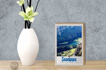 Panneau en bois voyage 12x18 cm Seealpsee Suisse nature forêts lac 3
