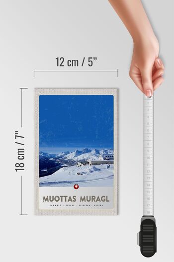 Panneau en bois voyage 12x18 cm Muottas Murgal Suisse Montagnes Neige 4