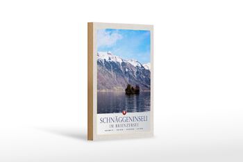 Panneau en bois voyage 12x18 cm Schnäggeninseli Suisse au lac de Brienz 1