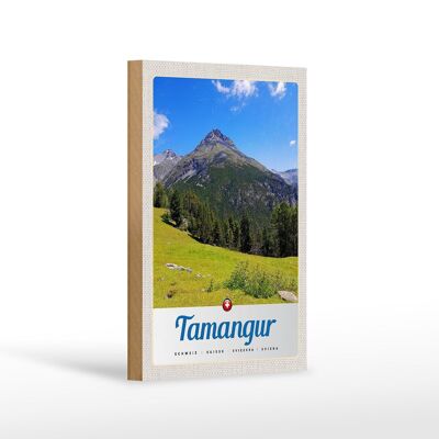 Cartel de madera viaje 12x18 cm Tamangur Suiza Montañas Bosque Naturaleza