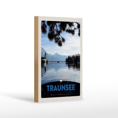 Wooden sign travel 12x18 cm Traunsee Austria nature mountains