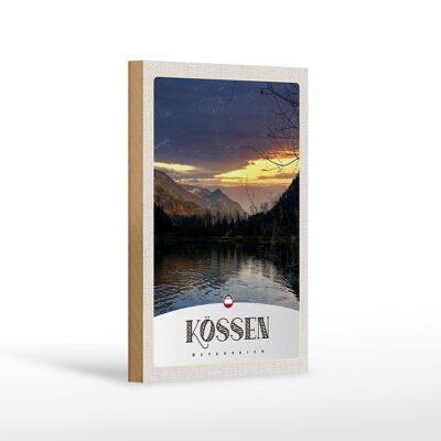 Cartel de madera viaje 12x18 cm Kössen Austria Lago Naturaleza Montañas