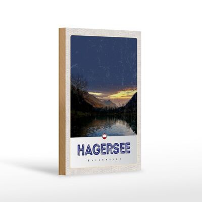 Cartel de madera viaje 12x18 cm Hagersee Austria Europa Lago Bosque