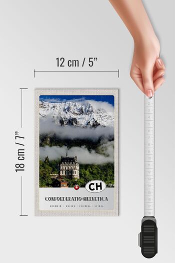 Panneau en bois voyage 12x18 cm Confoederatio Helvetica Château Nature 4