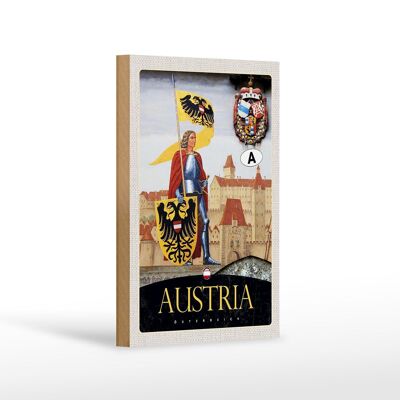 Cartel de madera de viaje 12x18 cm Castillo de los Caballeros de Austria 1889 Escudo de armas