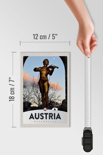 Panneau en bois voyage 12x18 cm Autriche sculpture homme violon or 4