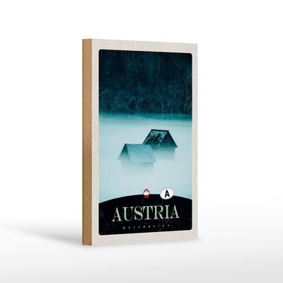 Cartel de madera viaje 12x18 cm Austria casas forestales naturaleza montañas