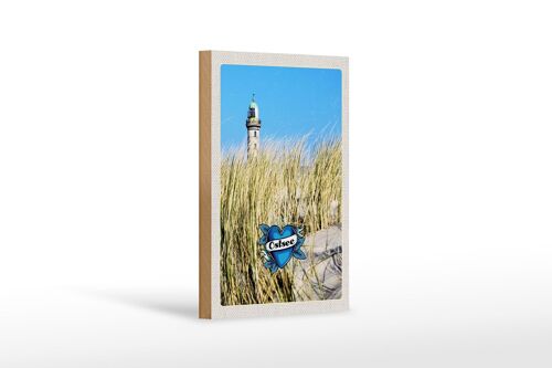 Holzschild Reise 12x18 cm Ostsee Strand Sand Leuchtturm Urlaub