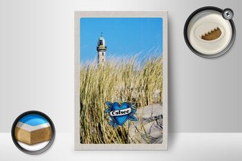 Panneau en bois voyage 12x18 cm mer Baltique plage sable phare vacances 2