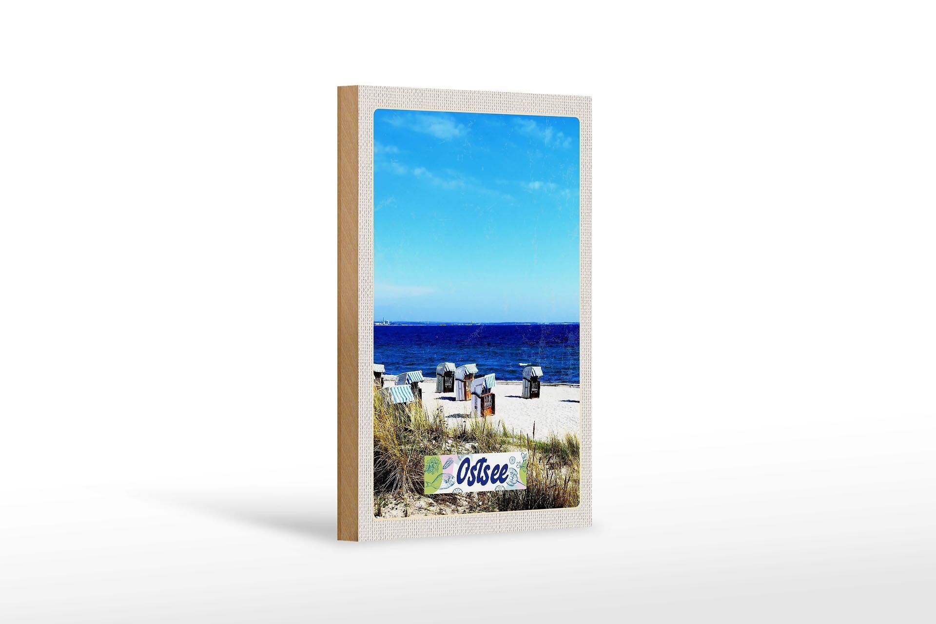 Cartello in legno da viaggio 12x18 cm Flusso e riflusso della spiaggia del Mar Baltico