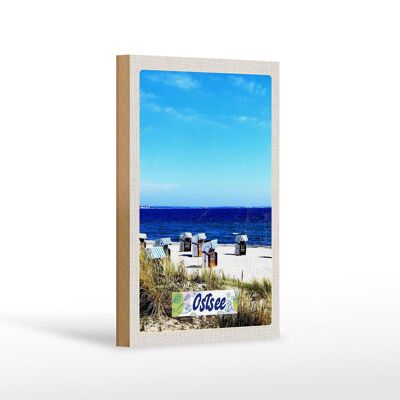 Wooden sign travel 12x18 cm Baltic Sea beach ebb and flow