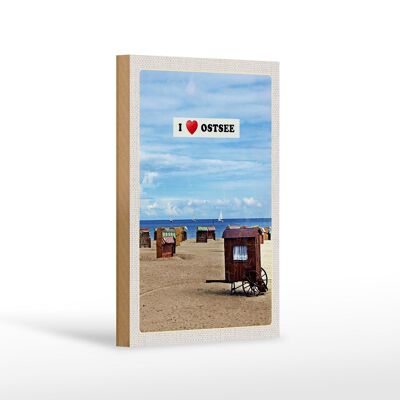 Cartello in legno da viaggio 12x18 cm Mar Baltico spiaggia costa sabbia