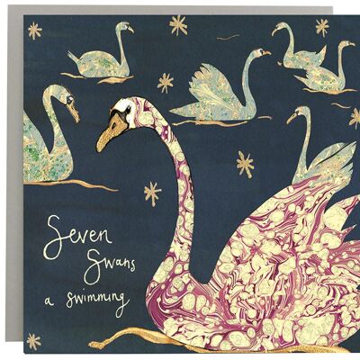 Seven Swans a Swimming Christmas Card