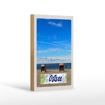 Cartel de madera viaje 12x18 cm Costa del Mar Báltico vacaciones en la playa