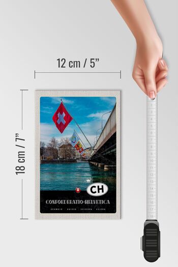 Panneau en bois voyage 12x18 cm, drapeau du pont Confoederatio Helvetica 4