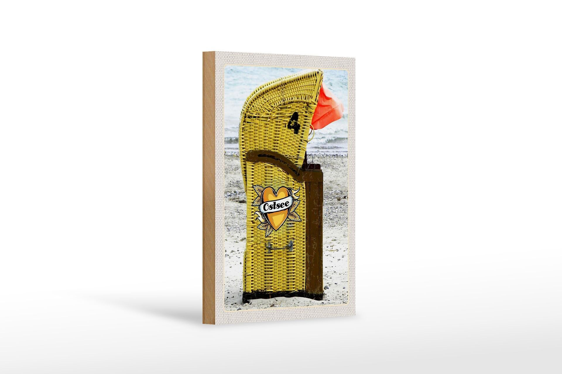 Cartello in legno da viaggio 12x18 cm Spiaggia della costa gialla del Mar Baltico