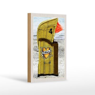 Cartel de madera viaje 12x18 cm Mar Báltico playa de la costa amarilla