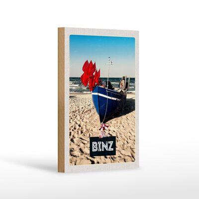 Cartel de madera viaje 12x18 cm Playa de Binz Alemania vacaciones en el mar