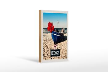 Panneau en bois voyage 12x18 cm plage de Binz Allemagne vacances à la mer 1