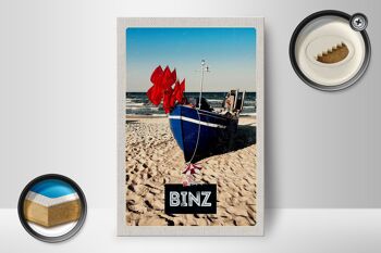 Panneau en bois voyage 12x18 cm plage de Binz Allemagne vacances à la mer 2