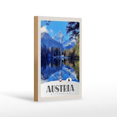 Cartel de madera viaje 12x18 cm Austria lago nieve invierno