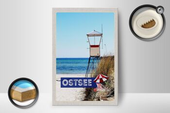 Panneau en bois voyage 12x18 cm plage de la mer Baltique Allemagne vacances à la mer 2