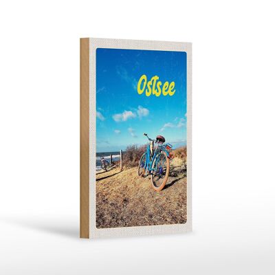 Cartello in legno da viaggio 12x18 cm Mar Baltico tour in bicicletta mare spiaggia bicicletta