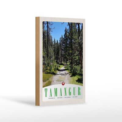 Panneau en bois voyage 12x18 cm Tamangur Suisse nature arbres forestiers