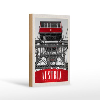 Cartel de madera viaje 12x18 cm Austria góndolas vista roja vacaciones