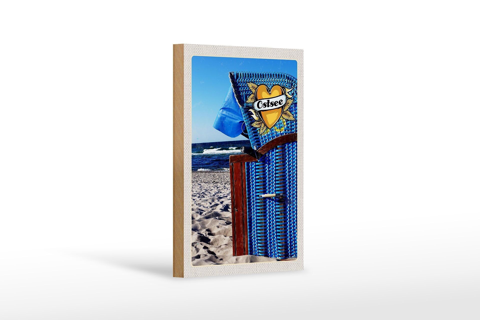 Cartello in legno da viaggio 12x18 cm Spiaggia della costa blu del Mar Baltico