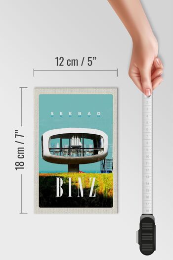 Panneau en bois voyage 12x18 cm station balnéaire Binz Allemagne maison en verre 4