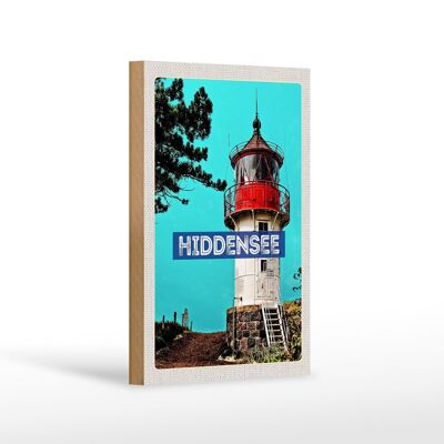 Holzschild Reise 12x18 cm Hiddensee Leuchtturm Strand Meer