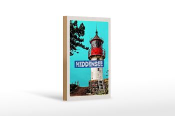 Panneau en bois voyage 12x18 cm Hiddensee phare plage mer 1