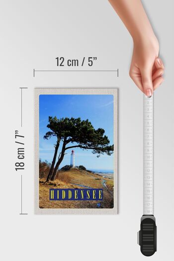 Panneau en bois voyage 12x18 cm Hiddensee phare arbre pâturage prairie 4