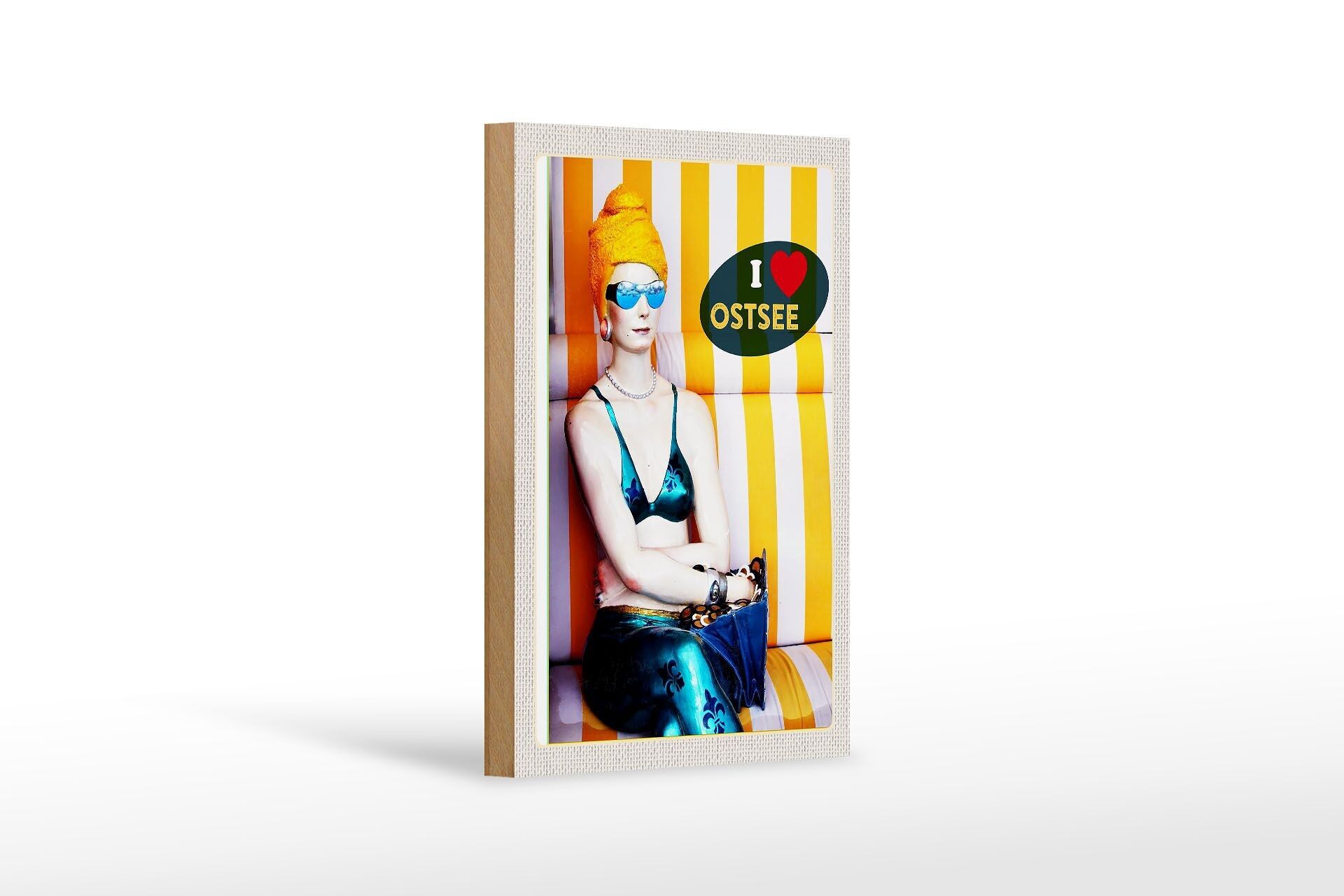 Cartello in legno da viaggio 12x18 cm isola spiaggia Mar Baltico figura