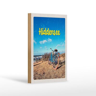 Cartel de madera viaje 12x18 cm Hiddensee bicicleta playa mar vacaciones