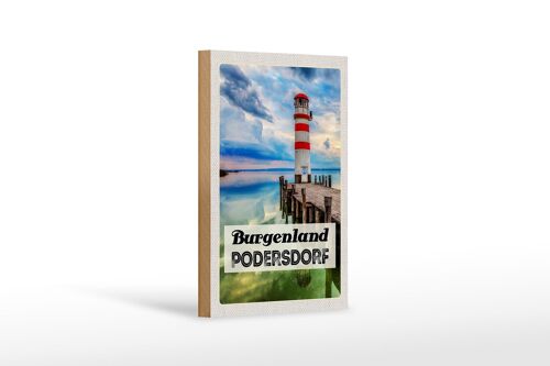 Holzschild Reise 12x18 cm Burgenland Podersdorf Leuchtturm Meer