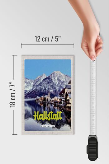 Panneau en bois voyage 12x18 cm Hallstatt Autriche montagnes hiver 4