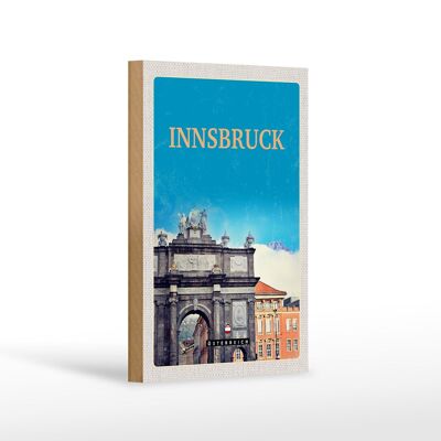 Cartel de madera de viaje 12x18 cm Escultura del castillo de Innsbruck Austria