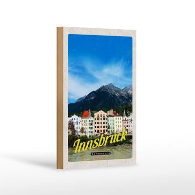 Cartel de madera viaje 12x18 cm Innsbruck montañas naturaleza vista ciudad