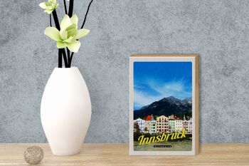 Panneau en bois voyage 12x18 cm Innsbruck montagnes nature vue ville 3