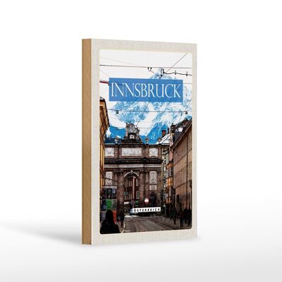 Cartello in legno da viaggio 12x18 cm Innsbruck Austria vista città