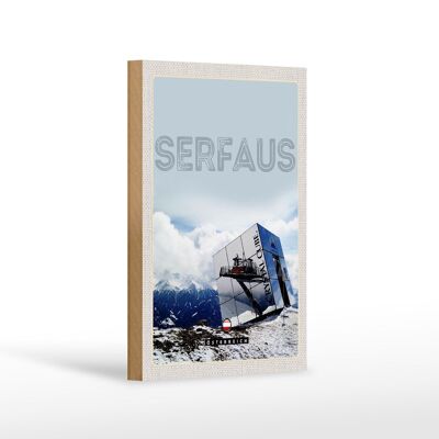 Cartel de madera viaje 12x18 cm Serfaus Austria nieve invierno