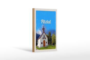 Panneau en bois voyage 12x18 cm Église de Pitztal Autriche Vacances nature 1