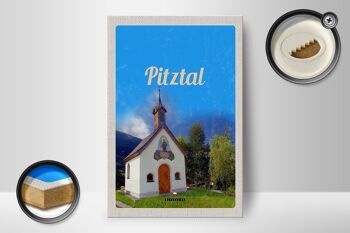 Panneau en bois voyage 12x18 cm Église de Pitztal Autriche Vacances nature 2
